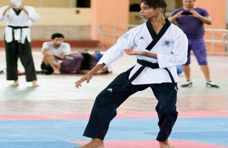 Cubano Darío Enrique Navarro Riquelme en semifinales de Torneo Abierto de Poomsae en Dinamarca