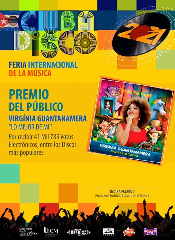 Conquista cantante Virginia Guantanamera Premio del Público del Cubadisco 20-21