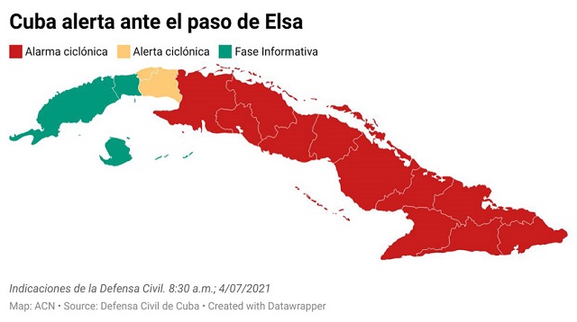 Ya hay Alarma ciclónica para el centro; Alerta para La Habana y Mayabeque y fase informativa para el resto del occidente